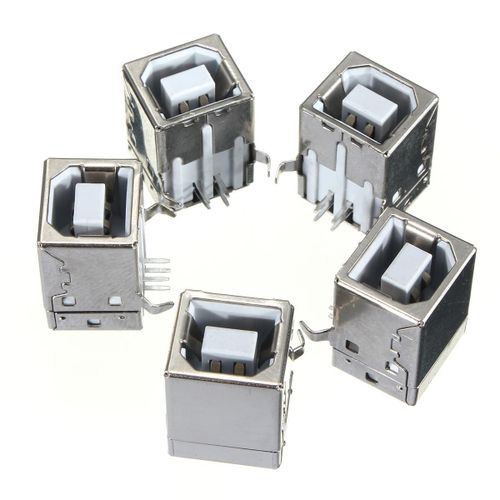 Universal 5 Pcs USB Type-B 90 Degree Right 4-pin Female Connector Jacks Socket PCB DIP