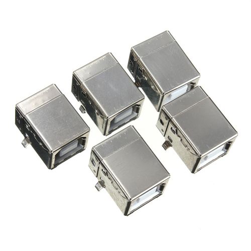 Universal 5 Pcs USB Type-B 90 Degree Right 4-pin Female Connector Jacks Socket PCB DIP