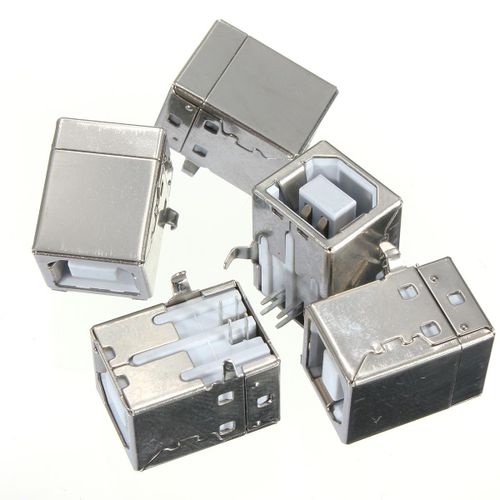 Universal 5 Pcs USB Type-B 90 Degree Right 4-pin Female Connector Jacks Socket PCB DIP