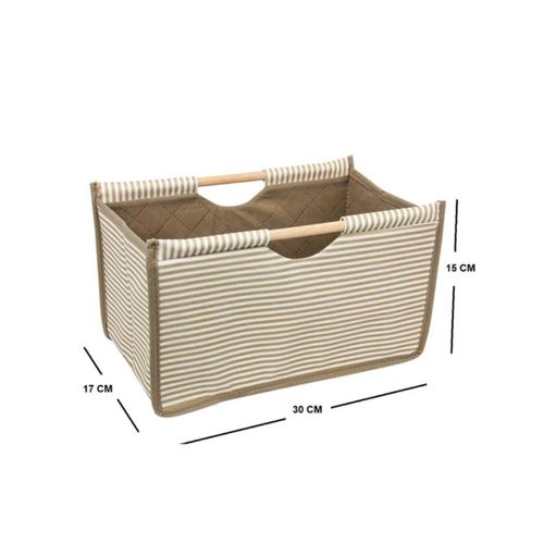 product_image_name-Generic-Bac de Rangement en Tissu, 2 Boîtes de Rangement Ouverte en Toile Pliable avec Poignée en bois-2