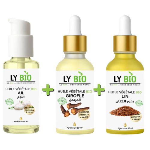 product_image_name-LY BIO-PACK HUILE AIL 50ML - POMPE + HUILE GIROFLE 50ML - PIPETTE + HUILE LIN 50ML - PIPETTE-1