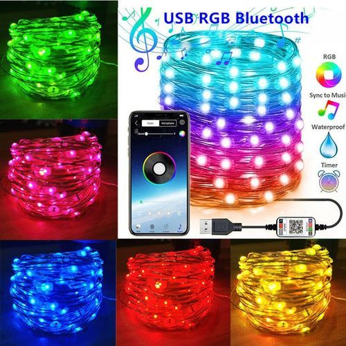 Guirlande Lumineuse USB 10m Guirlande LED RGBIC Guirlande lumineuse LED  connectée par USB, Bluetooth intellig