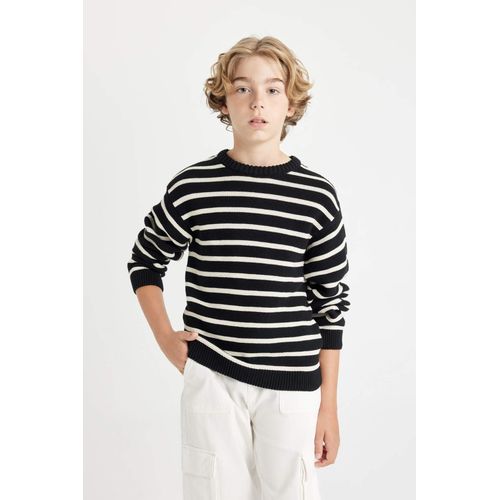 product_image_name-Defacto-بلوفر مخطط ولادي تريكو قصة عادية برقبة مستديرة-3