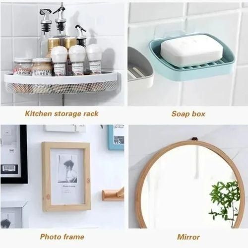 product_image_name-Generic-Ventouse adhésive pour cuisine et salle de bain, support de rangement transparent avec crochets (10pièces)-3