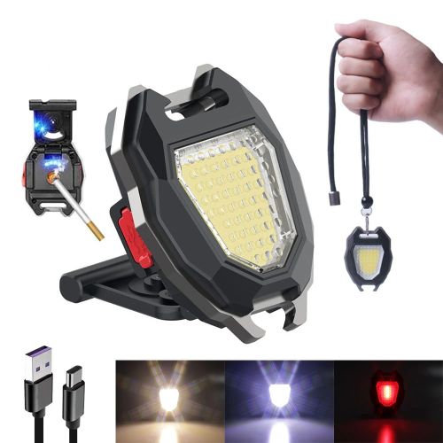 Mini Lampe de Poche LED COB Portable USB Rechargeable Lampe de Travail  Porte Clé