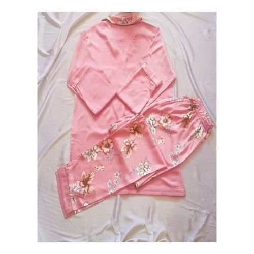 product_image_name-Miss Rose-Ensemble de pyjama pour femme en satin à col chemise à manches longues-3