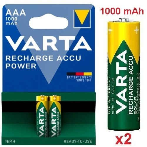 VARTA 2 Batteries Rechargeables Pile AAA 1000 mAh // 2 unités