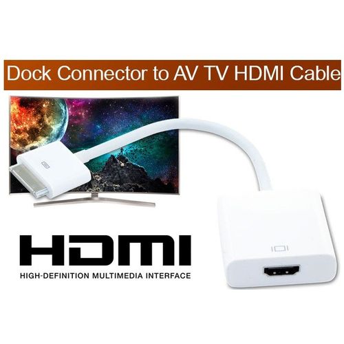 Generic adaptateur Dock Connector vers HDMI AV Cable pour iPhone 4 et 4s et  iPad 1 2 3, Full HD 1080p