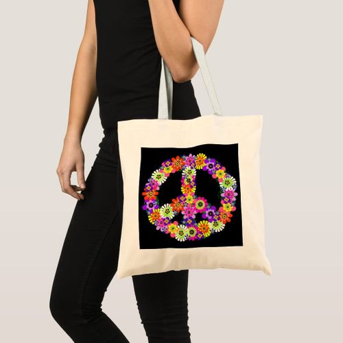 product_image_name-Generic-Tote Bag Peace Panel Floral Cup on Black Unique, haute qualité-1
