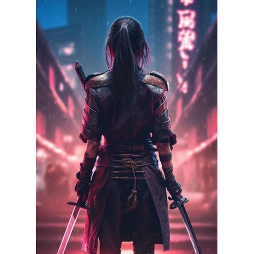 product_image_name-Generic-Cyberpunk girl warrior  Poster Chambre Haute Qualité-1