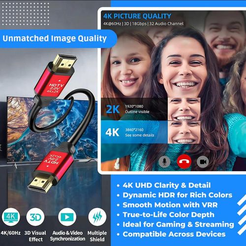 product_image_name-Generic-Câble HDMI 4K Haute Vitesse HDTV 2.0v pour Projecteur, Ordinateur et Télévision 20 M-4