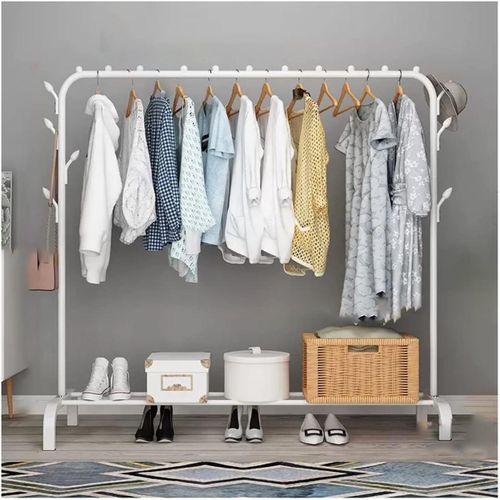 product_image_name-Generic-Portant à Vêtements en Métal avec Étagère – Porte-Manteaux Portable à Barre Unique-1