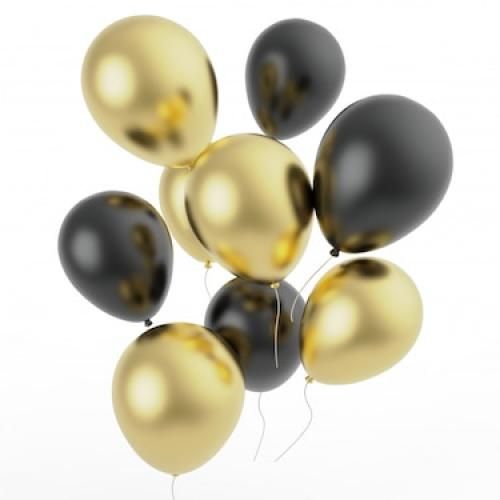 Generic 20 Ballons Noir et Gold/doré 31 Cm /décoration