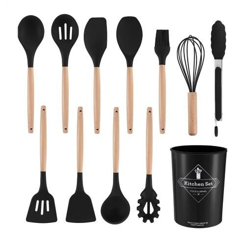 11pcs Kit d'ustensiles de cuisine en silicone blanc Ensemble d'ustensiles  en silicone Ensemble de spatules Ustensiles de cuisine en silicone  antiadh¨¦sifs r¨¦sistants ¨¤ la chaleur avec bo?te de : : Cuisine  et