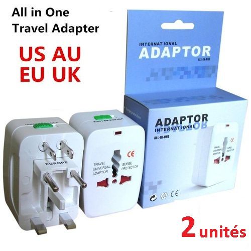 Generic 2 Prises Secteur électrique Voyage Universal All in One USA EU UK  AU // 2 unités à prix pas cher