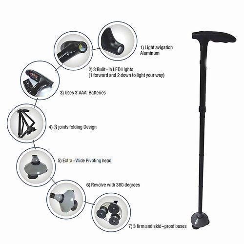 product_image_name-Generic-Trusty Cane Canne de marche pliante & médicale / Canne pliante Autoportante avec lumière LED - utile & pratique-3