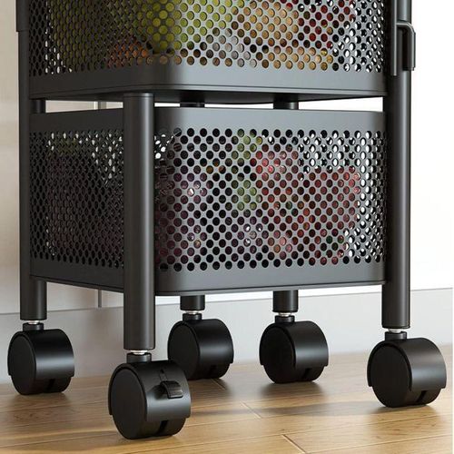 product_image_name-Generic-Étagère de Rangement Cuisine 5 Niveaux Rotative – Panier Multi-Couches Amovible sur Roulettes – Chariot Fruits & Légumes en Acier-4