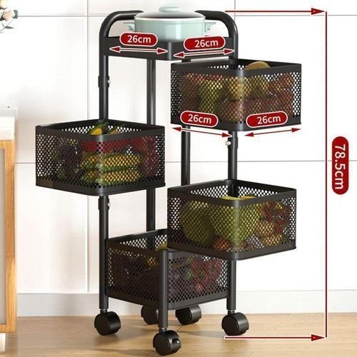 product_image_name-Generic-Étagère de Rangement Cuisine 5 Niveaux Rotative – Panier Multi-Couches Amovible sur Roulettes – Chariot Fruits & Légumes en Acier-5