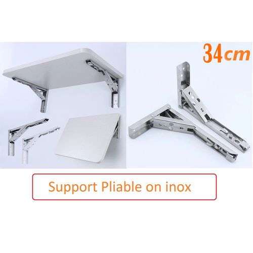 Generic 2 piéces Support d'étagére triangulaire pliable 34 cm, en