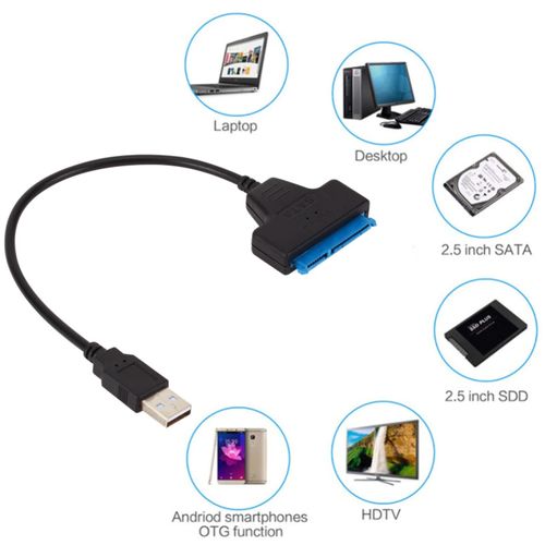 Câble USB SATA 3 vers USB 2.0 adaptateur jusqu'à 480 Mbps Pour disque dur  externe SSD