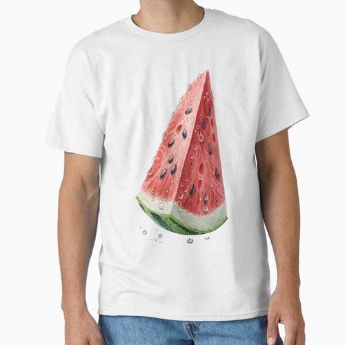 product_image_name-Generic-Juicy watercolor watermelon slice, perfectly cut and ready to enjoy. A refreshing taste of summer. Classic T-Shirt avec design personnalisé-1