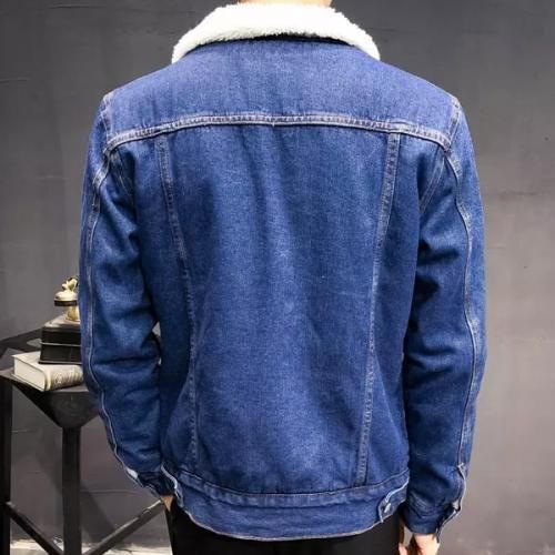 Generic JACKET JEAN homme fourrure bleu marine à prix pas cher