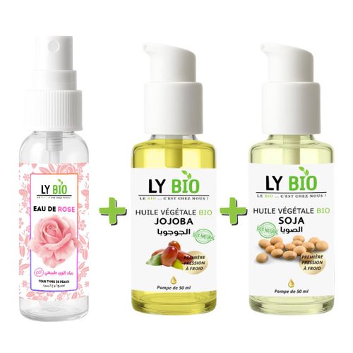 product_image_name-LY BIO-LYBIO حزمة مياه الورد 100 مل + زيت الجوجوبا 50 مل - مضخة + زيت الصويا 50 مل - مضخة-1