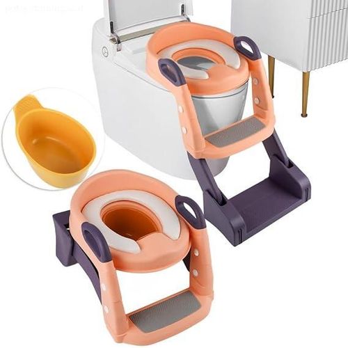 product_image_name-Generic-Siège de toilette 3 en 1 pour tout-petits avec échelle et bassine pour garçons et filles, Réducteur de toilette réglable pour enfants avec larges marches antidérapantes et poignées de sécurité (Rose- violet)-1