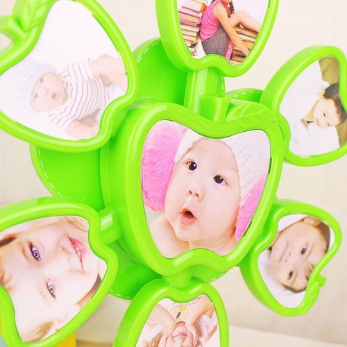 product_image_name-Generic-إطار صور ديكوري على شكل تفاحة خضراء مع ساعة مدمجة – ذو طراز عصري وأصلي-2