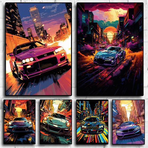 product_image_name-Generic-6 Poster A5 Nissan Comic Book Style Classic Car Lovers GTR R34 -1