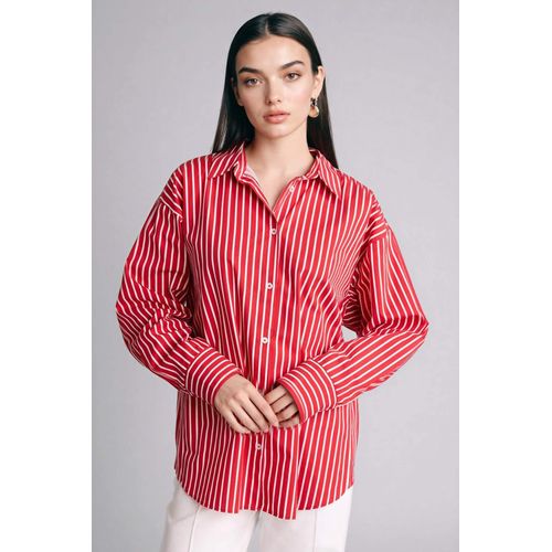 product_image_name-Defacto-Chemise en popeline rayée 100% coton Coupe oversize-4