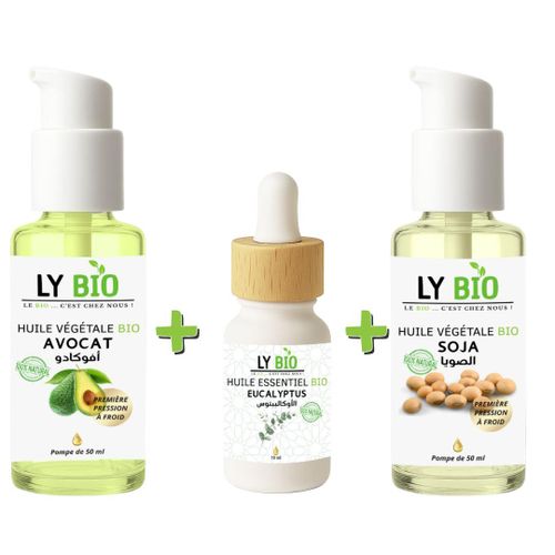 product_image_name-LY BIO-PACK HUILE AVOCAT 50ml - POMPE + HUILE ESSENTIEL EUCALYPTUS 10ML + HUILE SOJA 50ML - POMPE-1