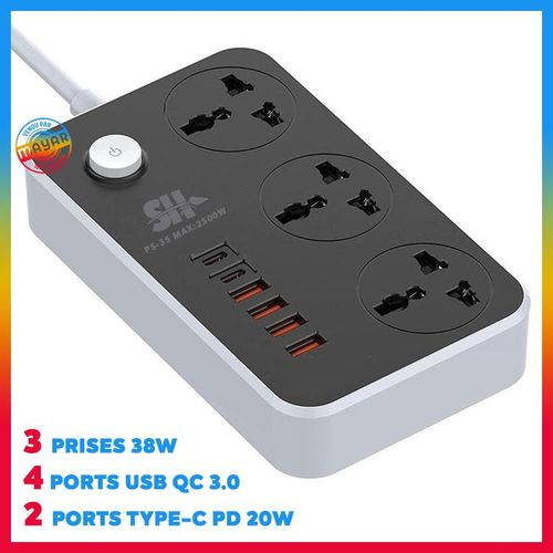 product_image_name-SH-Multiprises avec 3 prises 38W ET 4 USB QC 3.0 + 2 ports Type-C PD 20W charge rapide 2500W-1