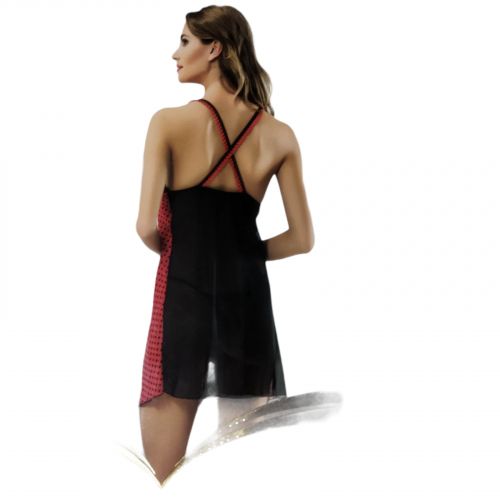 Generic Nuisette chemise et robe de nuit lingerie rouge et noir