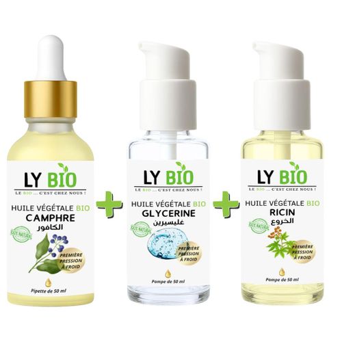 product_image_name-LY BIO-PACK HUILE CAMPHREE 50ML - PIPETTE + HUILE GLYCERINE 50ml - POMPE + HUILE RICIN 50ml - POMPE-1