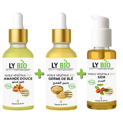 product_image_name-LY BIO-PACK HUILE AMANDE DOUCE 50ML - PIPETTE + HUILE GERME DE BLE 50ML - PIPETTE + HUILE SIDR 50ML - POMPE-1