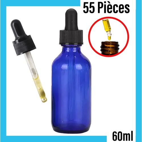 product_image_name-Generic-Lot de 55 Pipettes compte-gouttes en verre Bleu Cap Noir 60ml pour cosmétique-1