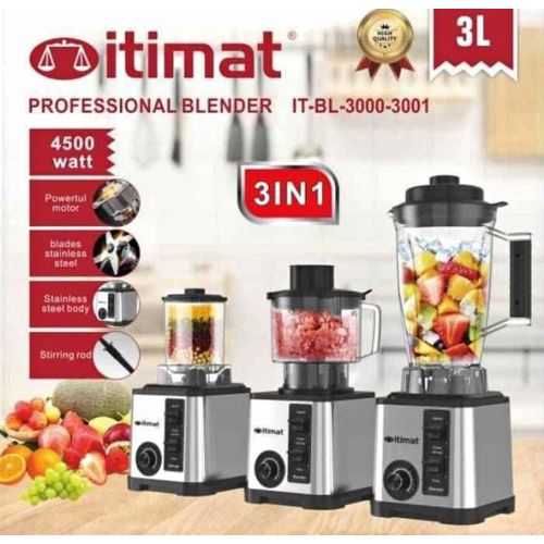 product_image_name-Itimat-خلاط ومفرمة ومطحنة توابل 3 في 1 بقوة 4500 واط، وعاء غير قابل للكسر بسعة 3 لتر & ماندولين شفرة INOX-1