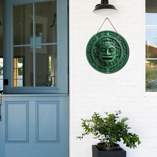 product_image_name-Generic-1pc Art Mural en Bois Inspiré par la Civilisation Maya - Panneau Totem Culturel Rond 2D, Parfait pour PÃ¢ques, la Saint-Patrick, le Ramadan, la Saint-Valentin & Décorations d'Automne - Pas d'électricité Nécessaire, 19.99cm-4