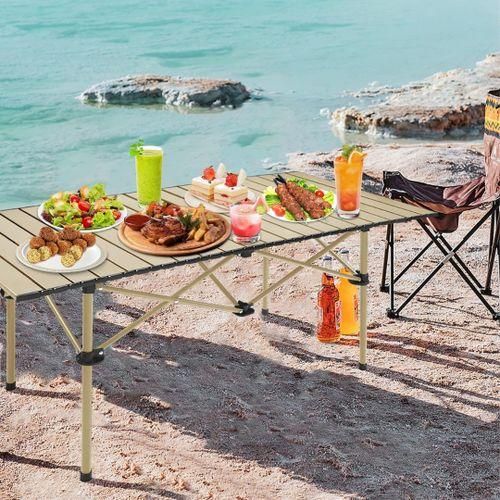 Set Table Et 4 Chaises Pliables Jardin/camping - Table 95x55cm, Acier, Toile Oxford, Support 100kg, Sac De Transport