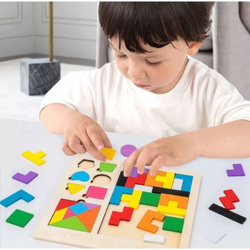 Generic Puzzle en bois coloré, jeu de Puzzle, jouets éducatifs