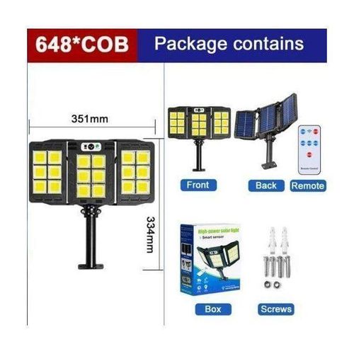 product_image_name-Generic-Projecteur Solaire Intelligent Noir – 648 LED à Capteur Smart Sensor-7