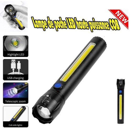 Lampe Torche frontale LED avec batterie intégrée Lampe de poche USB +  Chargeur