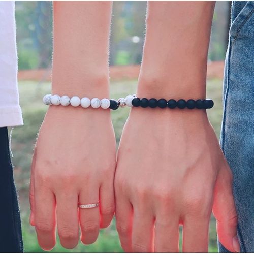 Generic 2 pièces Couple attirer Bracelet pour les femmes amour amitié  perlée Distance Bracelets magnétiques appariés yinyang bijoux à prix pas  cher | Jumia Maroc