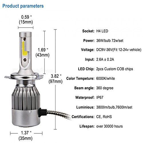 Generic Xenon LED Phare Ampoule C6 H7 lumière blanche 36W 3800LM à prix pas  cher