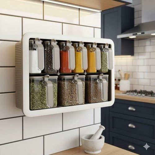 product_image_name-Generic-Range épices à 9 pots - Organisateur d'épices - Gain d'espace - Taupe-7