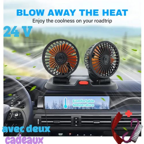 HURRISE petit ventilateur pour camping-car Ventilateur de voiture USB  double tête silencieux 360 degrés rotatif puissant - Cdiscount Bricolage