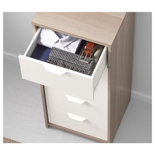 Ikea Commode AKVOL 5 tiroirs effet chêne teinté blanc 45 x