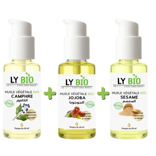 product_image_name-LY BIO-PACK HUILE CAMPHREE 50ML - POMPE + HUILE JOJOBA 50ML - POMPE + HUILE SESAME 50ml - POMPE-1