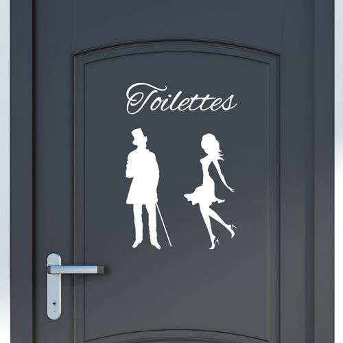 Stickers Autocollant Sticker porte toilettes silhouettes homme et